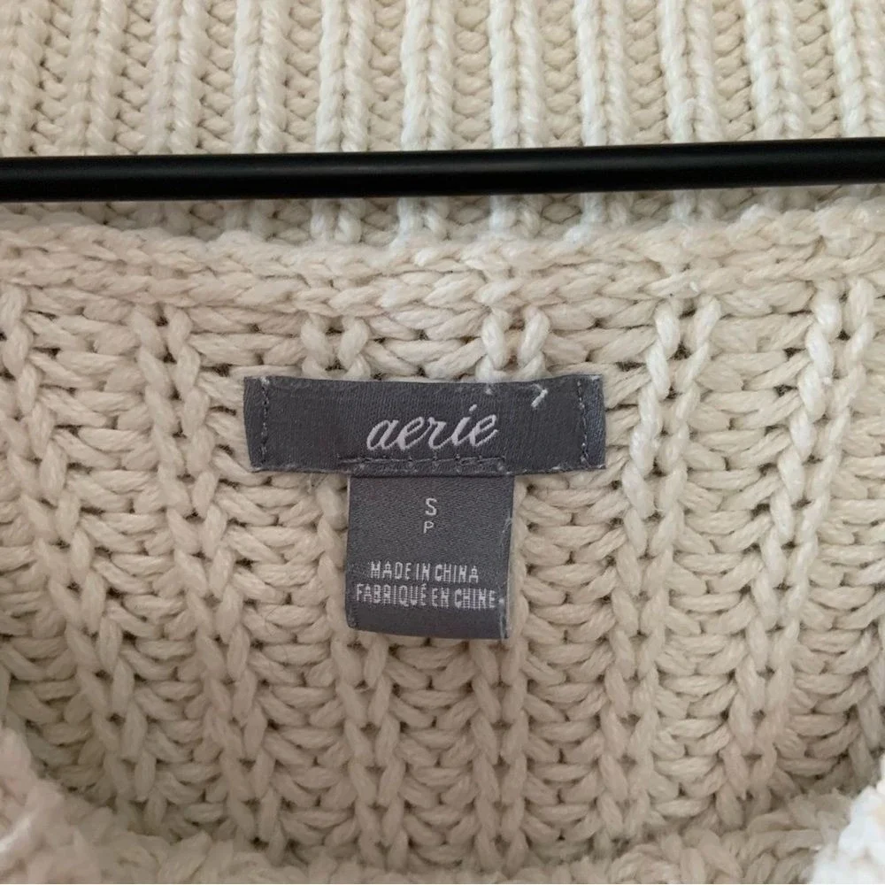 AERIE Women's Cable Knit Cozy Sweater Cream Size Small